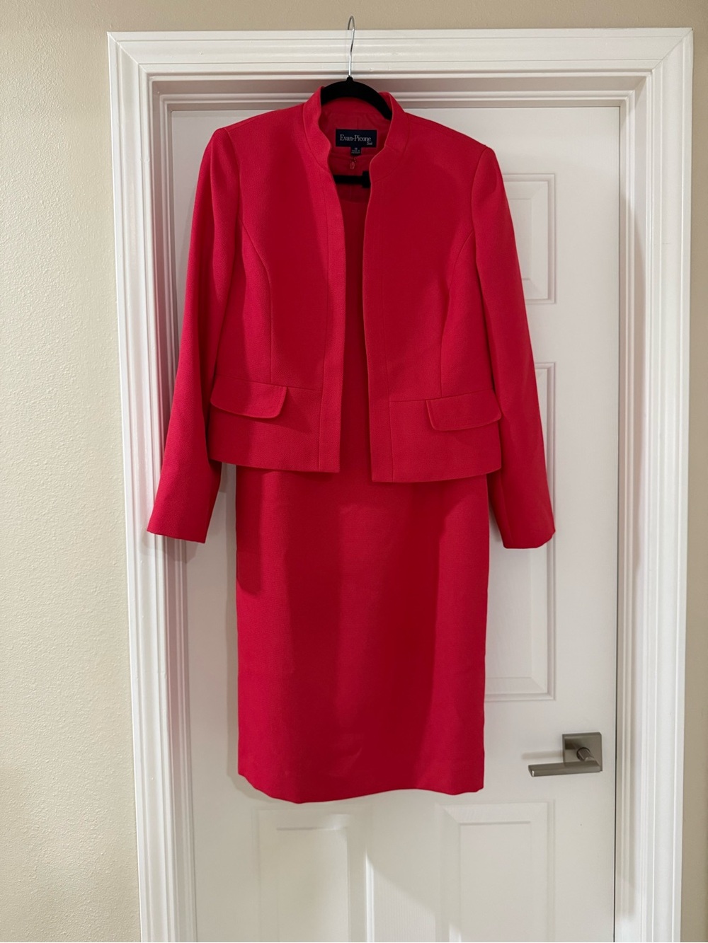 Evan Picone Bright Red Tailored Jacket and Sheath Dress